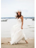 Strapless Sweetheart Ivory Satin Polka Dot Organza Wedding Dress